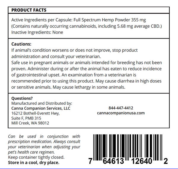 CBD Capsules for Medium Dogs Neurological Support Canna Companion